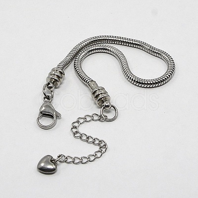 Tarnish Resistant 304 Stainless Steel European Round Snake Chains Bracelets STAS-J015-05-1