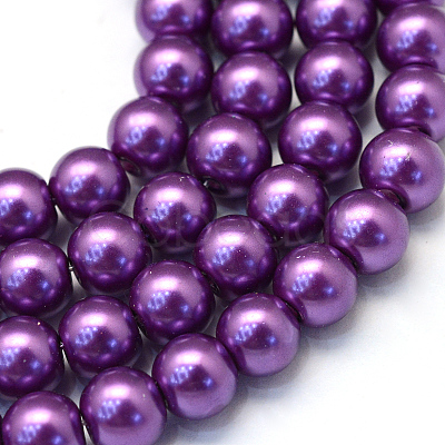 Baking Painted Pearlized Glass Pearl Round Bead Strands HY-Q003-4mm-37-1