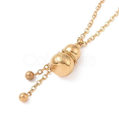 Ion Plating(IP) 304 Stainless Steel Gourd Pendant Necklace for Women NJEW-A004-22G-1