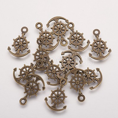 Tibetan Style Alloy Anchor with Helm Pendants X-PALLOY-2730-AB-FF-1