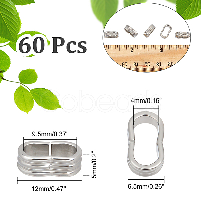 Unicraftale 60Pcs 201 Stainless Steel Slide Charms/Slider Beads STAS-UN0043-62-1