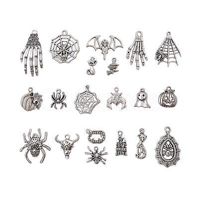 Halloween Theme Tibetan Style Alloy Pendants HAWE-PW0001-089-1