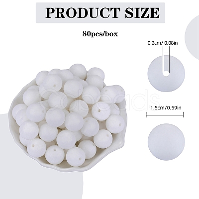 80Pcs Round Silicone Focal Beads SIL-SZ0001-24-17-1