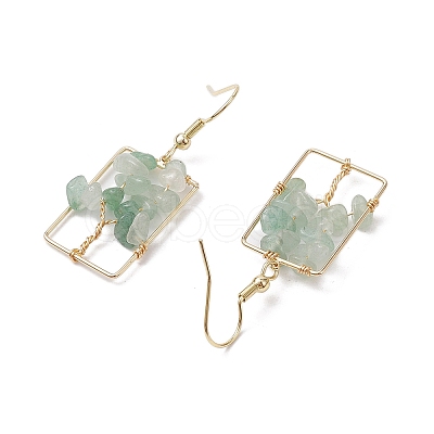 Natural Green Aventurine Chips Tree Dangle Earrings EJEW-JE05734-04-1