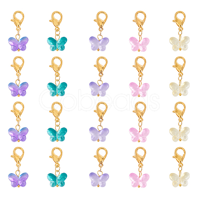 PandaHall Elite 60Pcs Colorful Butterfly Glass Pendant Decorations HJEW-PH0001-65-1