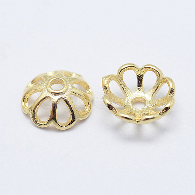 8-Petal Brass Fancy Bead Caps KK-F727-74G-NF-1