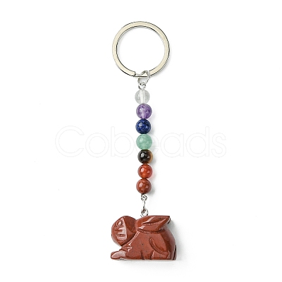 Rabbit Natural Gemstone Keychain KEYC-F040-01-1