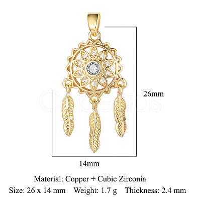 Brass Micro Pave Cubic Zirconia Pendants ZIRC-OY001-50G-1