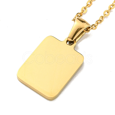 Ion Plating(IP) Rectangle with Initial Letter 304 Stainless Steel Pendant Necklace NJEW-R265-04G-O-1