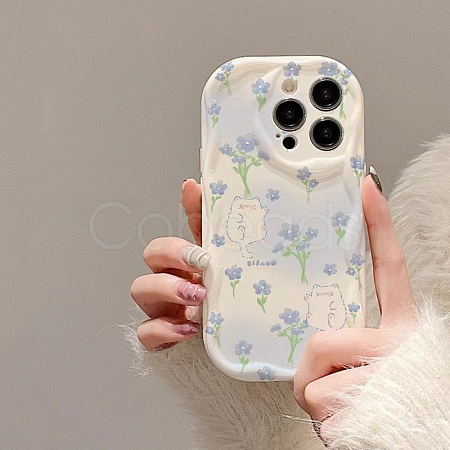 Tulip Cat Pattern TPU Plastic Mobile Phone Cover PW-WGD8F46-06-1