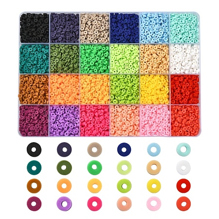 8400Pcs 24 Colors Handmade Polymer Clay Beads CLAY-YW0001-11A-4mm-1