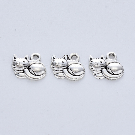 Tibetan Style Alloy Kitten Pendants TIBE-R316-062AS-RS-1