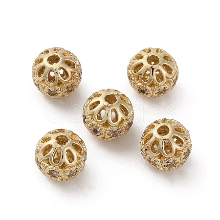 Brass Micro Pave Cubic Zirconia Beads KK-C071-02G-1