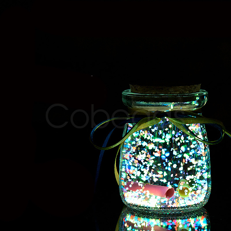 Luminous Glass Wishing Bottle with Random Color Ribbon LUMI-PW0004-067A-1