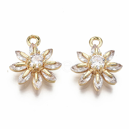Brass Micro Pave Clear Cubic Zirconia Charms X-KK-S360-046-NF-1
