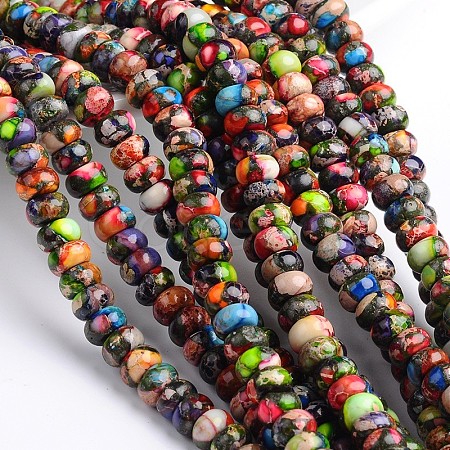 Dyed Natural Imperial Jasper Rondelle Beads Strands G-M275-03-4mm-1