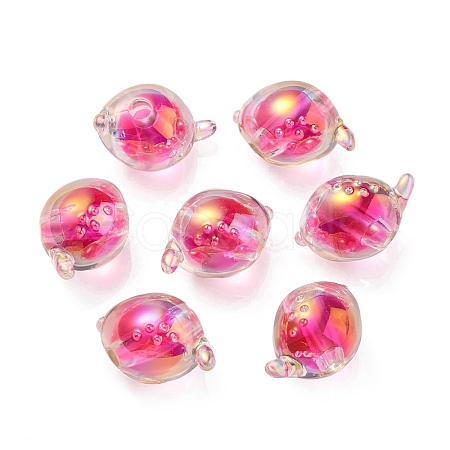 UV Plating Rainbow Iridescent Acrylic Beads OACR-F004-07D-1