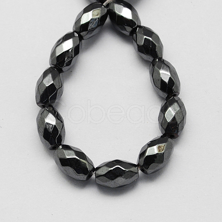 Non-magnetic Synthetic Hematite Beads Strands G-Q907-9x6mm-1