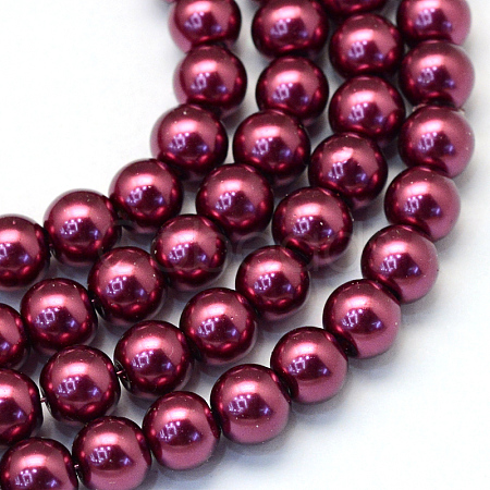 Baking Painted Pearlized Glass Pearl Round Bead Strands HY-Q003-6mm-72-1
