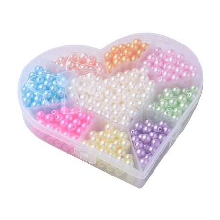 9 Style Spray Painted ABS Plastic Imitation Pearl Beads OACR-YW0001-42-1