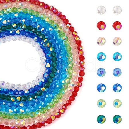  8 Strands 8 Colors Transparent Electroplate Glass Beads Strands EGLA-TA0001-27A-1