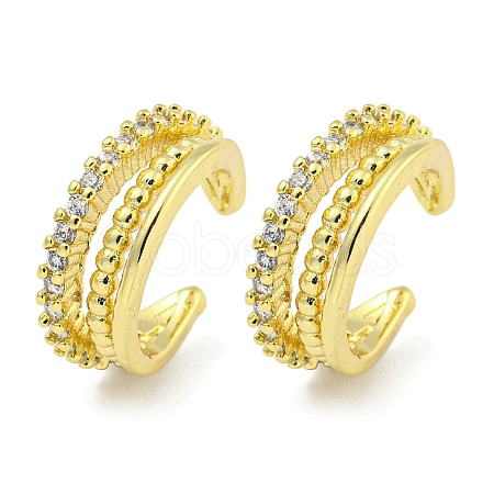 Brass Micro Pave Cubic Zirconia Cuff Earrings EJEW-C104-015G-1