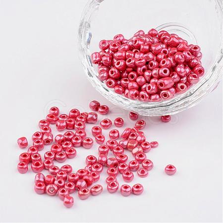 6/0 Opaque Colors Lustered Round Glass Seed Beads X-SEED-A012-4mm-125B-1