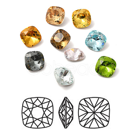 Faceted K9 Glass Rhinestone Cabochons GGLA-R402-05B-1