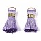 Handmade Polycotton(Polyester Cotton) Tassel Decorations, Pendant Decorations, with Golden Iron Loops, Orchid, 17~21x10x5mm, Jump Ring: 6x0.7mm, Inner Diameter: 4.6mm