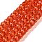 Transparent Glass Beads Strands, Faceted, Barrel, Red, 8x6mm, Hole: 1.2mm, about 64pcs/strand, 14.96''(38cm)