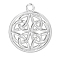 Non-Tarnish 201 Stainless Steel Pendants, Hollow, Flat Round with Trinity Knot Charms, Stainless Steel Color, 24x20x2mm, Hole: 2mm