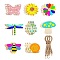 40Pcs 8 Styles Unfinished Wood Pendants, for DIY Kids Painting Craft, Home Decor Pendants, Chrysanthemum, Ladybug, Dragonfly, Butterfly, Mushroom, Snail, Bee, Flower, Moccasin, 6.6~9x6.3~9x0.25cm, 5pcs/style