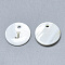 Natural White Shell Mother of Pearl Shell Charms, with Iron Sticker, Flat Round with Letter, Letter.J, 13x2mm, Hole: 1.5mm