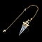 Resin Pointed Dowsing Pendulums, with Opalite Chips Inside and Brass Findings, Faceted Cone, 240mm