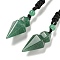 Natural Green Aventurine Conical Pendulum Pendant Necklace with Nylon Cord for Women, 27.56 inch(70cm)