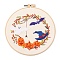 Halloween Themed DIY Embroidery Sets, Including Imitation Bamboo Embroidery Frame, Iron Pins, Embroidered Cloth, Cotton Colorful Embroidery Threads, Blanched Almond, 30x30x0.05cm