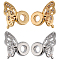 SUNNYCLUE 8Pairs 2 Colors Brass Micro Pave Cubic Zirconia Bead, Butterfly Wing, Platinum & Golden, 12.5x8x10mm, Hole: 3mm, 4pairs/color