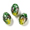 Handmade Lampwork Beads, Inner Flower, Oval, Green, 19~20x13~14mm, Hole: 1.6~1.8mm