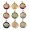 Brass Micro Pave Cubic Zirconia with Glass Pendents, Long-Lasting Plated, Sun, Mixed Color, 23x22x12mm, Hole: 6x3mm