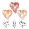 Electroplate K9 Glass Rhinestone Cabochons, Point Back & Back Plated, Faceted, Heart, Mixed Color, 13x12x5mm