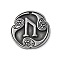 Rune Letters Alloy Pendants, Round, Antique Silver, 25x3mm, Hole: 1.6mm