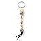 Wood and Plastic Beads Keychain Decorationes, with Silicone Beads and Metal Rings, MAMA Word, Black, 145mm