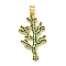 Rack Plating Brass Pave Cubic Zirconia Pendants, Lead Free & Cadmium Free, Real 18K Gold Plated, Sea Green, 38x20.5x3.5mm, Hole: 5.5mm