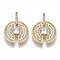 Brass Micro Pave Clear Cubic Zirconia Pendants, Flat Round, Nickel Free, Real 18K Gold Plated, 13x3mm, Hole: 1.5mm