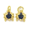 Rack Plating Brass Micro Pave Cubic Zirconia Spider Charms, Long-Lasting Plated, Cadmium Free & Lead Free, Real 18K Gold Plated, Dark Blue, 9x8x4mm, Hole: 3.5mm