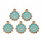 Alloy Enamel Pendants, Light Gold, Cadmium Free & Nickel Free & Lead Free, Flat Round with Anchor, Medium Turquoise, 17.5x14.5x2mm, Hole: 1.6mm