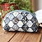 DIY Flower Pattern Moon-shaped Cosmetic Bag Embroidery Kit, including Embroidery Needles & Thread, Cotton Linen Fabric, Black, 17x12x8cm