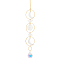 Plastic Pendants Decorations, with Brass & Iron Finding, Crystal Glass Drop Ball, Moon and Sun, Seashell Color, 432mm