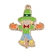 Thanksgiving Day Theme Alloy Enamel Pendants, Golden, Scarecrow Charm, Light Green, 27.5x21x1.5mm, Hole: 1.6mm