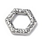 Non-Tarnish 304 Stainless Steel Linking Rings, Textured, Hexagon, Stainless Steel Color, 20x22.5x3.5mm, Inner Diameter: 12x13.5mm